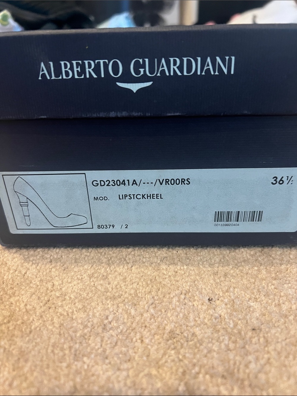 Alberto Guardian Black Patent Pump with Red & Blue Accent Heels 6 BNIB LUXURY - Picture 7 of 9